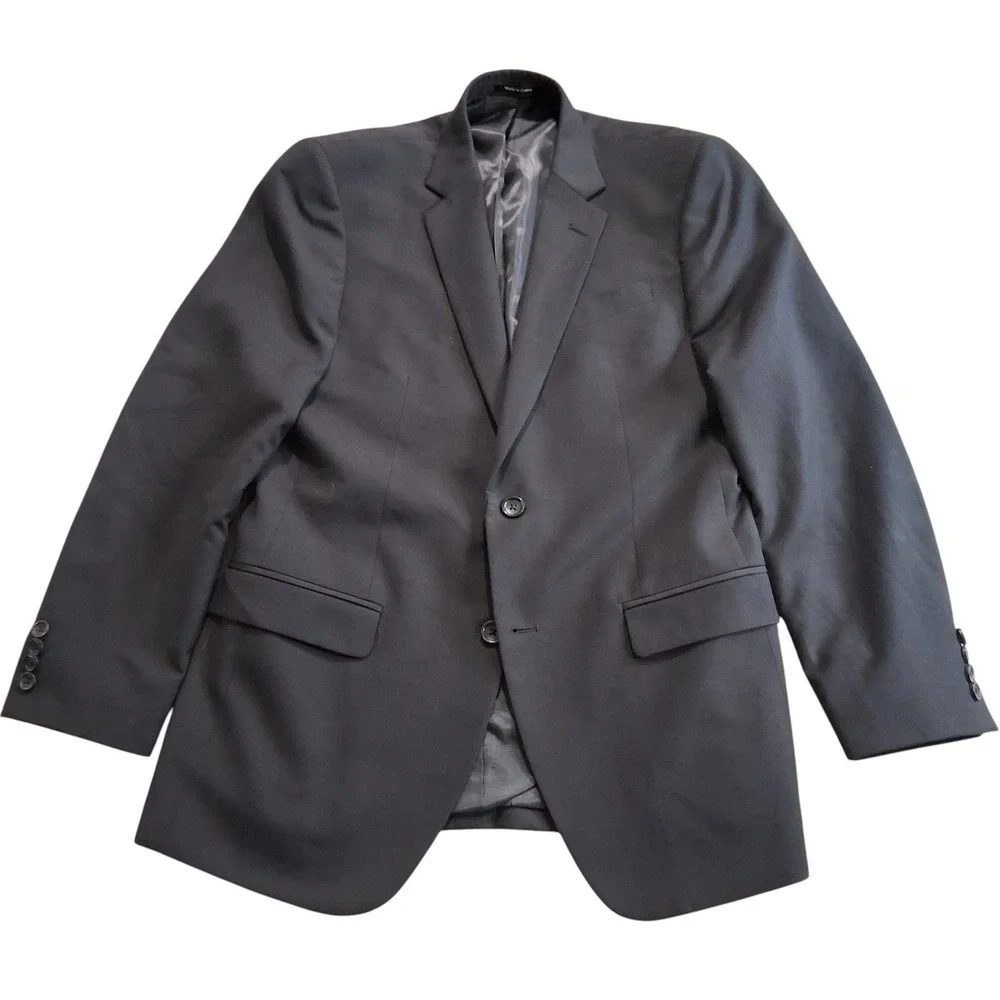 Egara Sport Coat 38R Solid Black Extreme Slim Fit Two Button Blazer Double Vent